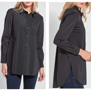 Lyssé Shiffer Button Down Shirt Black Long Sleeve Relaxed Fit